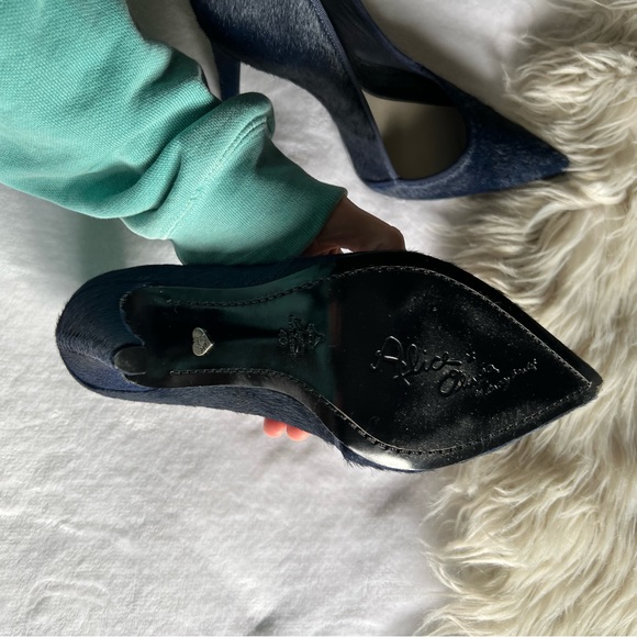 Alice + Olivia Navy Blue Calf Hair Pumps 40 EUC Party Cocktail NYE Heels Leather - Picture 5 of 10